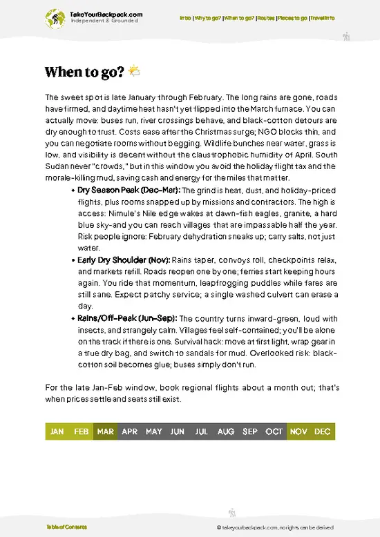 example page 3 from our offline Travel Guide for South Sudan